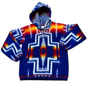 Camptex kids wool zip up hooded sweater jacket size 6 Aztec western Ecuador